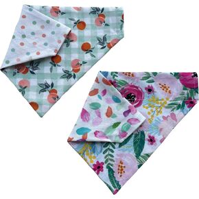 Colorful Dog Bandana | Summer Dog Bandana | Multi-Pack | Reversible Slip On Dog Bandana | Slip Over The Collar Bandana | For Small Medium Or Large Dogs (2 pack - peaches and floral, L) in Saudi Arabia