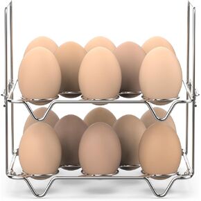 Sous Vide Egg Rack | Double Layered & Holds 16 Eggs | Collapsible Design for Easy Storage | Stainless Steel with Foldable Handles