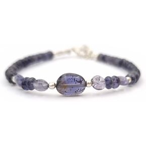 الأزرق الإيوليت الصحن البيضاوي الخرز سوار فضة التراص سوار الأحجار الكريمة والمجوهرات كريستال شفاء in Kuwait