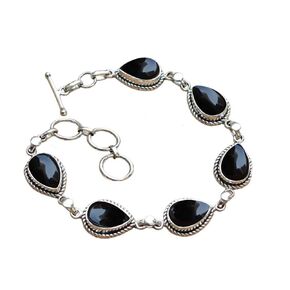 Labradorite Stone Bracelet, Silver overlay Pear Shape 7x10 MM Natural Gemstones Bracelet, Handmade Link Bracelet Jewelry Women's Day Gift For Mom Wife Sister Her (labradorite)