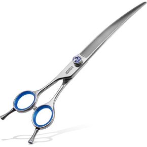 Japanese 440C Stainless Steel Dog Scissors - Super Sharp 8.0'' Straight Left Handed Large Dog Shears for Grooming Poodle