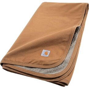 بطانية Carhartt Firm Duck مبطنة بصوف الشيربا، بطانية قابلة للعكس للحيوانات الأليفة، Carhartt Brown (الصوف/القماش)