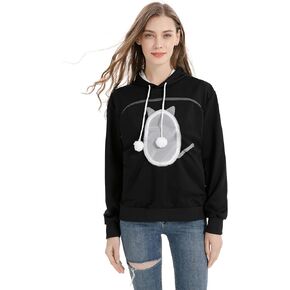 ALYC Pet Carrier Hoodie Cat Dog Pouch Holder Sweatshirt Large Pocket Pullover Shirt with Cat Ear for Women