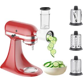 Slicer Shredder Attachment for KitchenAid Stand Mixer, Cheese Grater Attachment for Kitchenaid, Vegetable Salad Maker Accessories with 3 Blades, As Kitchen Aid Mixer Accessories by InnoMoon