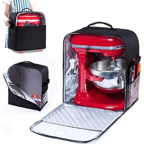 BAGSPRITE Stand Mixer Cover with Appliance Sliders Base Compatible with KitchenAid Mixer-Storage Bag for 4.5/5 Quart with Pockets for Kitchen Aid Accessories and Attachments