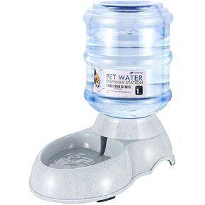 Flexzion Automatic Dog Water Bowl Dispenser for Cat Pet Animal (1 Gallon Dispener Water Jug) - Gravity Feeder Auto Replenish Waterer Drinking Bowl Fountain Bottle Dish Stand