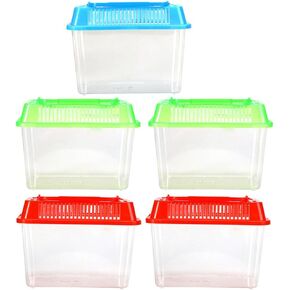 PRETYZOOM 5pcs Mini Portable Fish Tank Terrarium Mini Containers Glass Fish Tank Pet Fish Tank Portable Aquarium Turtle Tank Tortoise Living Tank Breeding Case Plastic Reptile Storage Box