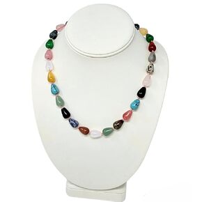 Women's Handmade Gemstone Necklace - TearDrop Shaped Natural Gemstone Beaded Necklace for Women Ladies Jewelry Gift for Women (Green)