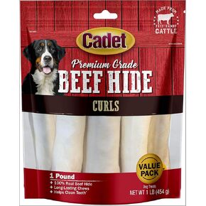 Cadet Premium Grade Beef Hide for Dogs, Long Lasting Rawhide Chips, Single Ingedient Dog Chews, Beef Hide Flavor (1 Count)