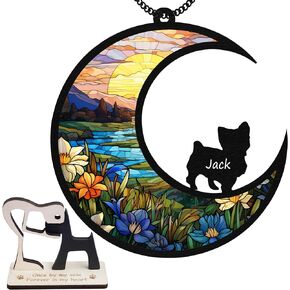 6 '' يوركشاير تيريرز الكلب التذكاري Suncatcher & خشبية الكلب باو المفاتيح شخصية اسم الكلب زخرفة نافذة معلقة الحيوانات الأليفة من فقدان الكلب هدية التعاطف لمحبي الكلاب سيارة معلقة SCD-B11-6-40
