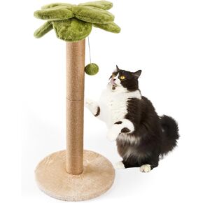 Palm Tree Cat Scratching Post, Sturdy 34 inches Tall Sisal Scratch Post with Interactive Dangling Ball, Cute Cat Scratcher for Indoor Adult Cats