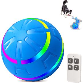 Interactive Dog Ball Toy, Peppy Pet Ball for Dogs, Dog Ball with Remote Control LED Lights, Automatic Moving Dog Ball, Active Rolling Dog Interactive Toys for Small Medium Large Dogs, Blue
