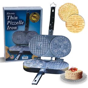 C. Palmer Extra Thin Pizzelle Iron Model 7500, Pizelle Maker Electric, American Made Pizelle Press, Makes Two 5-Inch Authentic Pizelles, Pizelle Cookie Press, Housewarming Gifts for Her
