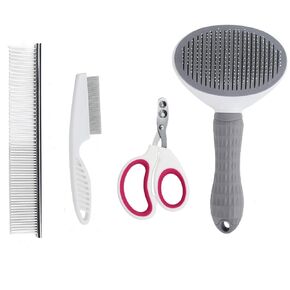 Dog Comb Cat Comb Fine Tooth Comb Pet Comb Grooming Set, Tick Removal Tool for Dogs, Cat Comb for Shedding, Stainless Steel Pets Hair Grooming Comb for Large, Medium and Small Pets (4 Packs)