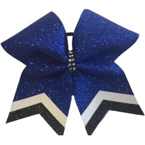 Royal Blue Glitter Cheer Bow Black White Tails