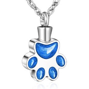 abooxiu Paw Print Urn Necklace for Ashes Cremation Necklace for Pet Ashes Stainless Steel Ash Necklace Memorial Ash Holder