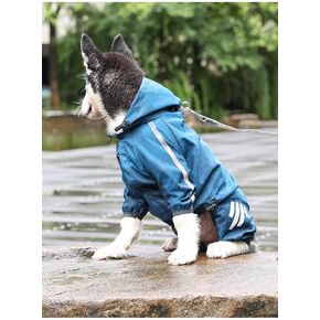 Dog Raincoat，Dog Raincoat Jacket with Hood， Traction D-ring and Reflective strips for Small Dogs (Bright yellow, Large)