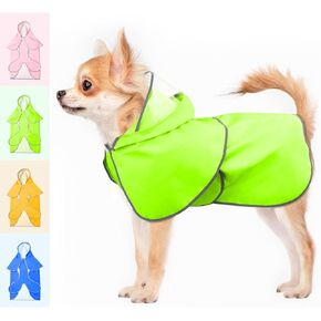 BSEEN Reflective Dog Rain Jacket- Waterproof Puppy Raincoats, Lightweight Dog Rain Coats, Adjustable Hooded Dog Poncho with Transparent Cap Brim (Pink, Small)