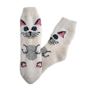 Wool Socks for Women/Warm Thick Socks with a Cat Print/Size M (7-9 US) in Saudi Arabia