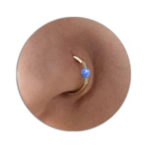Thin Gold Filled Nose Piercing Hoop - 7mm Nose Ring with a 2mm Blue opal - Tiny Handmade 14k Gold Filled 24 Gauge Nose Hoop Jewelry