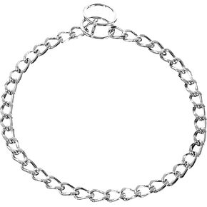Herm Sprenger Chrome Plated Steel Dog Collar with Short Flat Links Choke Chain Two O-Rings for Small Medium Large Dogs Professional Training Collar Correction Slip Chain Made in Germany (18in (45cm))
