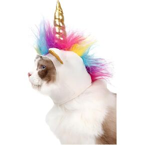 NACOCO Cat Unicorn Hat with Ear Hole for Small Dogs Puppy, Cat Costume Accessory for Halloween, Cosplay Mane Cap (with Ear Hole)