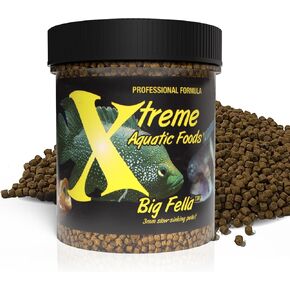 Xtreme Big Fella 3.0mm Pellets: Professional Nutrition for Medium to Large Cichlid/Community Fish - Boost Immune & Digestive Health, Color & Energy, Max Protein Fish Food – USA Farm Grown (2.5oz)