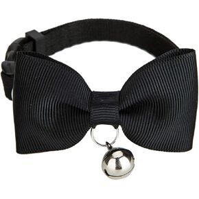 Breakaway Cat Collar, Safe Release Clasp, Handmade Bowtie, Clear Bell, Nylon Material, for Adult Cats.(Blue)