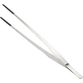 Reptile Feeding Tongs, Stainless Steel Lizard Feeding Tongs, Aquarium Straight Feeding Tweezers for Reptiles with Rubber Tip, Terrarium Feeding Tongs for Gecko, 10.63" L, Black