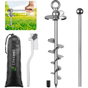 15 Inch Dog Tie Out Stake, Heavy Duty Dog Anchor for Dogs up to 220lbs, No Tangle, Easy to Install and Remove, Ideal for Yard, Camping, and Beach, 1 Pack (Silver) in Saudi Arabia