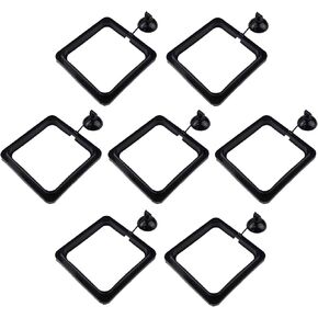 7 Pack Aquarium Fish Feeding Ring Floating Food Feeder, Square Shape with Suction Cup, Black