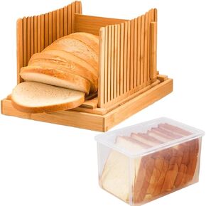 قطاعة الخبز، دليل الخبز المنزلي اليدوي 3 شرائح سمك خبز الخيزران مع صندوق الخبز، قطاعة الخبز للخبز المنزلي (مع صندوق) in Kuwait