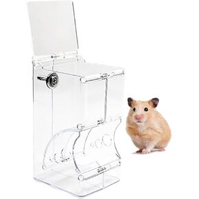 BenePoint Automatic Hamster Feeder, Clear Acrylic Automatic Pet Feeder Pet Food Dispenser, Hamster Food Bowl Guinea Pig Food Dispenser for Small Animal Feeding & Watering Supplies (S)