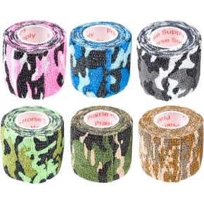 Prairie Horse Supply Vet Wrap Tape Bulk (Assorted Camo Colors) (6 Pack) (2 Inches Wide) Vet Wrap Medical First Aid Tape Self Adhesive Adherent for Ankle Wrist Sprains and Swelling