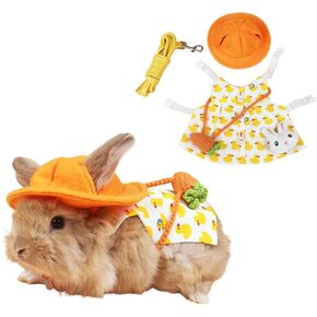 Rabbit Harness and Leash for Walking Escape Proof - Cute Mesh Breathable Bunny Vest Harness Outdoor Camping Hiking Training - Also Suit for Ferret Kittn Puppy Small Animals (Medium)