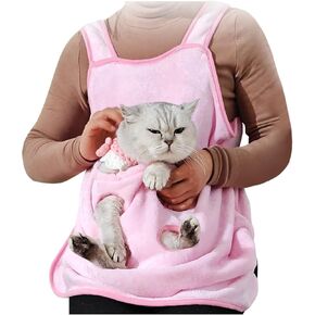 La La Pet®Adjustable Cat Apron Carrier with Holes Pet Cat Carrier Sleeping Pouch Pet Carrier Sling Cat Carrier Pouch for Small Sized Animals Pink