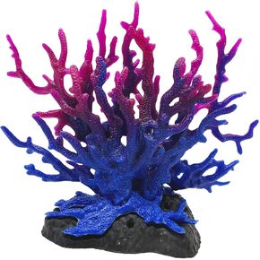 J-star Fish Tank Decorations, Colorful Artificial Aquarium Coral Ornaments, Small Coral Fish Tank Decor Landscaping Decoration (Blue & Pink)