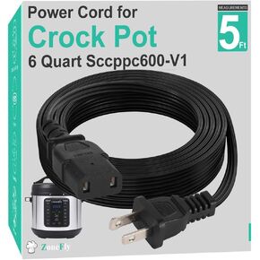 Original Power Cord Compatible with Crock-Pot Express 6 Quart Crock-Pot Express Crock Multicooker SCCPPC600-V1 Pressure Cooker Cable for Crock Pot 5 Ft