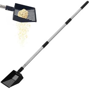 KeFanta Cat Litter Scoop, 41in Metal Kitty Poop Scooper for Litter Box, Heavy Duty Stainless Steel Sifting Shovel with Long Handle for Chicken Coop