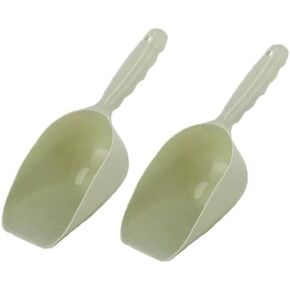 (2PCS) Pet Food Scoop, Lines for 1/2 Cup and 1 Cup Dog Puppy Cat Bird Rabbit Plastic Pet Food Scoop (PINK)