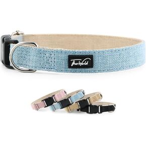 Dog Collar, Hemp, Multiple Colors and Sizes, Eco-Friendly and Breathable, Biodegradeable (Light Blue, Large)