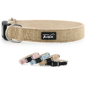 Dog Collar, Hemp, Multiple Colors and Sizes, Eco-Friendly and Breathable, Biodegradeable (Light Blue, Large)
