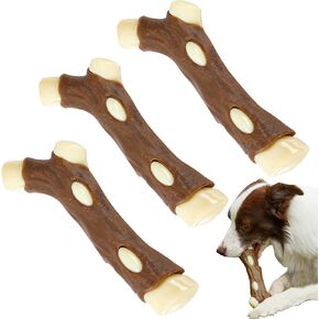 Dog Bones Chew Toys for Aggressive Chewers, 6 Pack Real Beef Flavor,Indestructible Dog Teething Chew Toys for Large/Medium/Small Puppies Breed,Tough Pet Toy with Durable Nylon