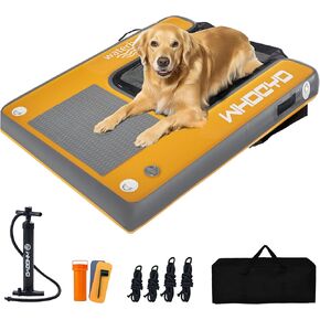 Inflatable Pup Plank Dog Float Floating Ramp Ladder for Pools Boats Docks Dog On Water Ladder Steps for Swimming Pets Up to 200 Pounds Claw Friendly Safe & Easy for Large Dogs