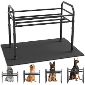 Raised Dog Bowl Stand for XLarge & Large Dogs,Table Steel Frame Elevated Dog Bowls Stand with Mat,Non-Slip No Spill,Adjusts to 4 Heights 8.7-13.4", Holds 6-8.7" Diameter Bowl(Bowl Not Included)
