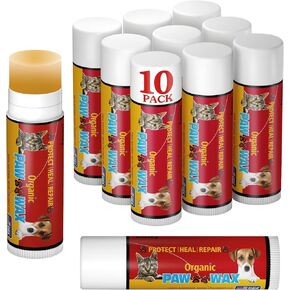 Dog Cat Paw Wax 5.1g(0.18 oz) Soother Moisturize Pad Balm Natural Lick Safe Dogs Paw Protector Relieve Skin Irritations for Dry Cracked Damaged Dogs&Cats Paws,Nose,Elbows Stick (Pack of 10 Count)