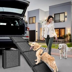 Dog Ramp for Cars, Foldable Dog Ramps for Large Dogs, Dog Stairs for Trucks, Cars and SUV, Supports up to 250 lbs (63'' L x 17'' W) in Kuwait