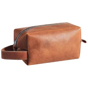 Large Leather Toiletry Bag for Men, Travel Portable Dopp Kit Storage Bag, Water-resistant Bathroom Toiletries Organizer PU Leather Cosmetic Bags for Fathers Day Wedding Gift for Groomsmen Dad Best Man