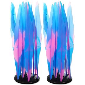 Aquarium Glowing Kelp Plant, Soft Silicone Glowing Fish Tank Decorations, Fluorescence Coral Decor for Aquarium Decor Blue 2pcs
