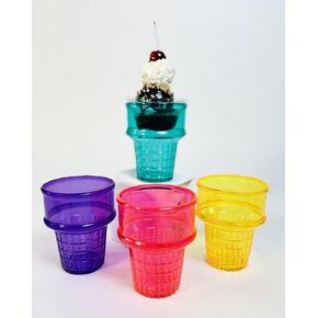 Set of 4 Ice Cream Dishes Waffle Cone Pattern in 4 Assorted Bright Summer Colors Ice Cream Social Ice Cream Party dish (Ice Cream Cone Shaped Ice Cream Dish), Medium